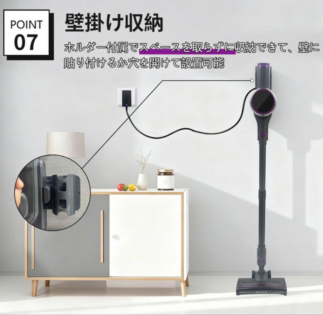 掃除機 コードレス グリーンLEDライト付き サイクロン ハンディクリーナー