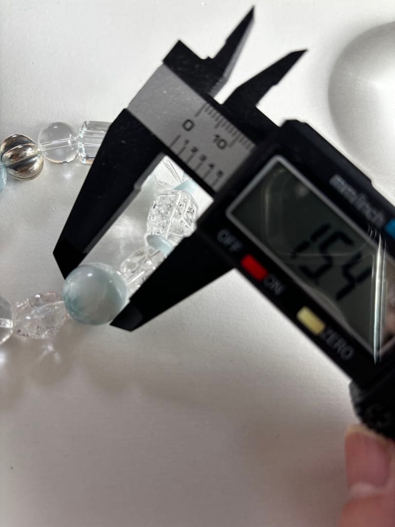 ラリマー、アクアマリン、水晶デザインブレスレットNO303