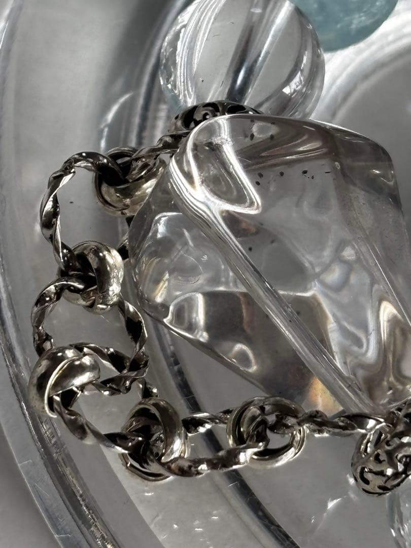 ラリマー、アクアマリン、水晶デザインブレスレットNO303