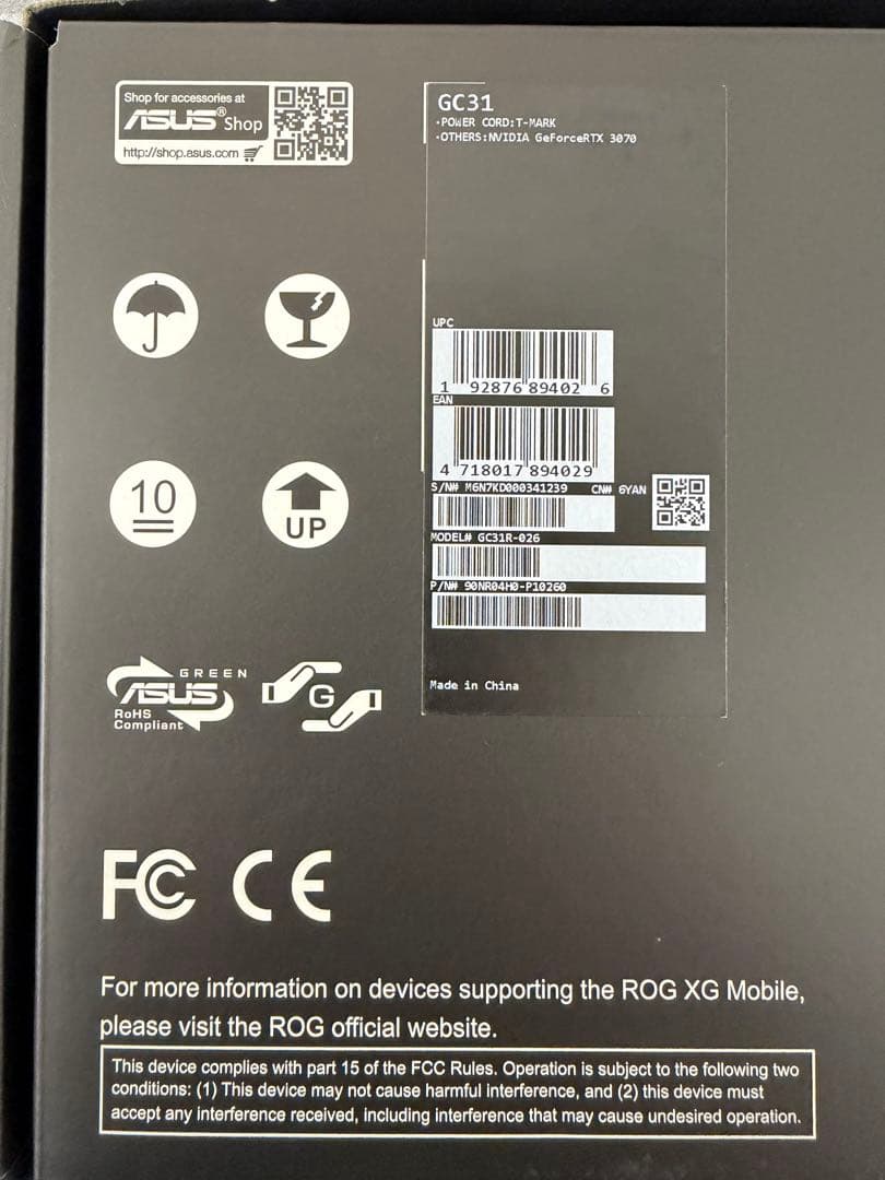 グラフィックボード・グラボ・ビデオカード ROG XG Mobile GC31 GC31R-026