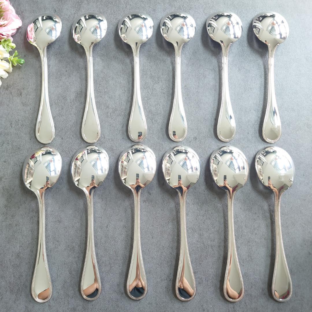 希少 美品 クリストフル パール コンソメスプーン 12点