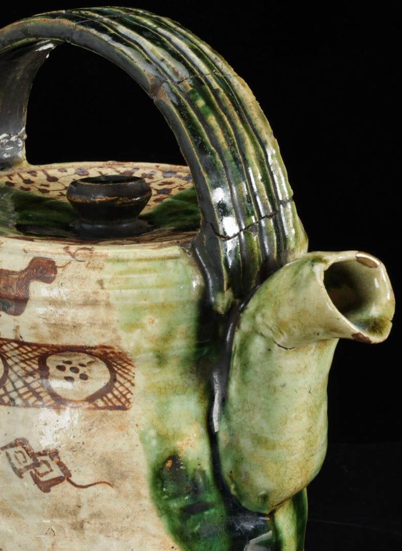 時代古作 古織部 水次ぎ形水指 水注 共箱付 茶道具 貴重希少品 古美術 骨董品