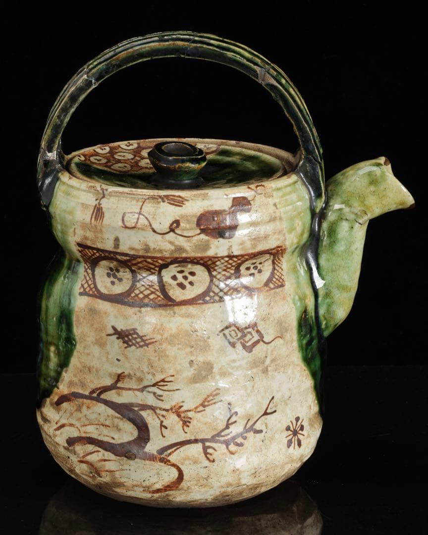 時代古作 古織部 水次ぎ形水指 水注 共箱付 茶道具 貴重希少品 古美術 骨董品