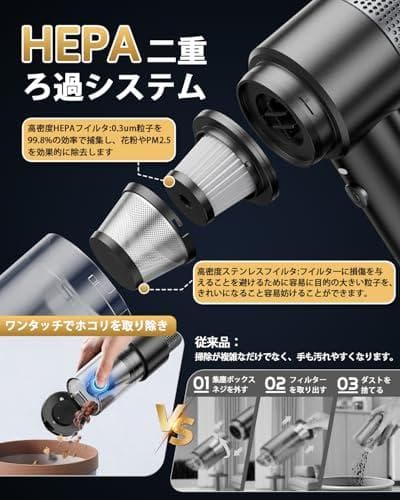 【新登場】 ハンディクリーナー コードレス 強力吸引力【吹き飛ぶ/吸い_corg