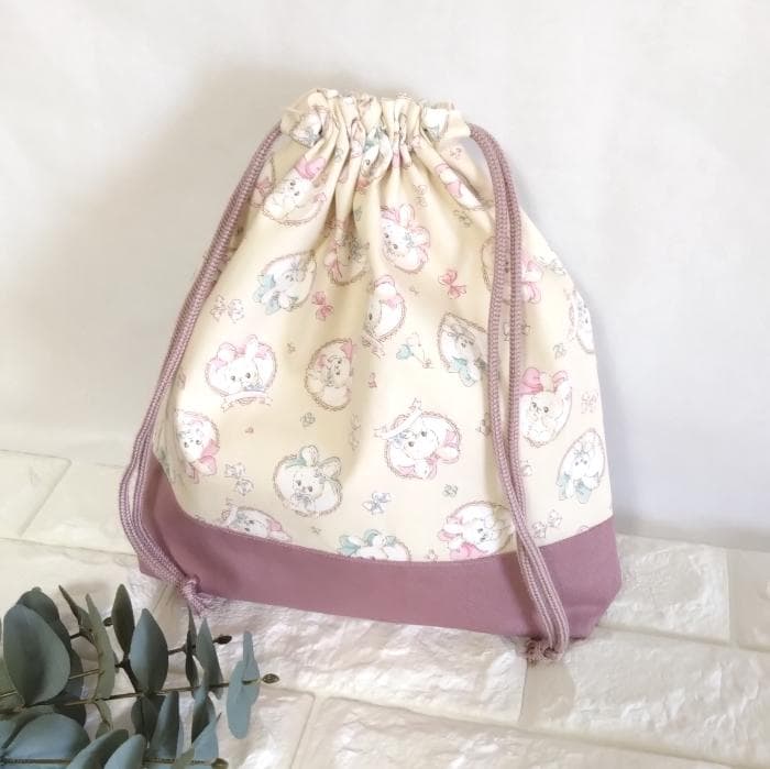 《送料無料》通園・通学3点セット・リボンうさぎ・ナチュラル　＃n1422