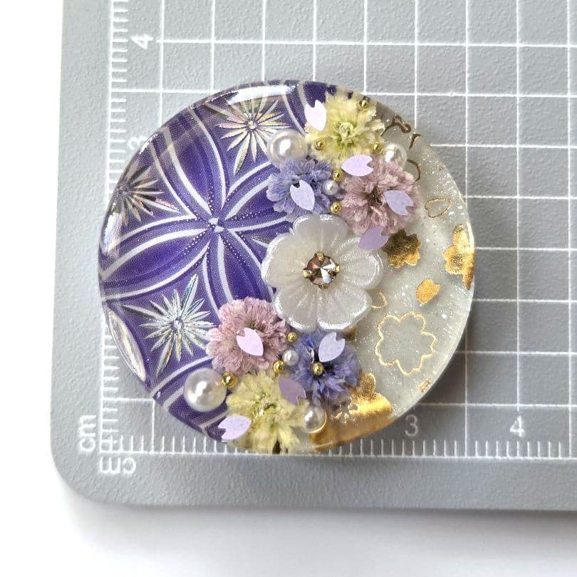 レジンヘアゴム　ヘアアクセサリー　ドライフラワー　切子　桜　No.9