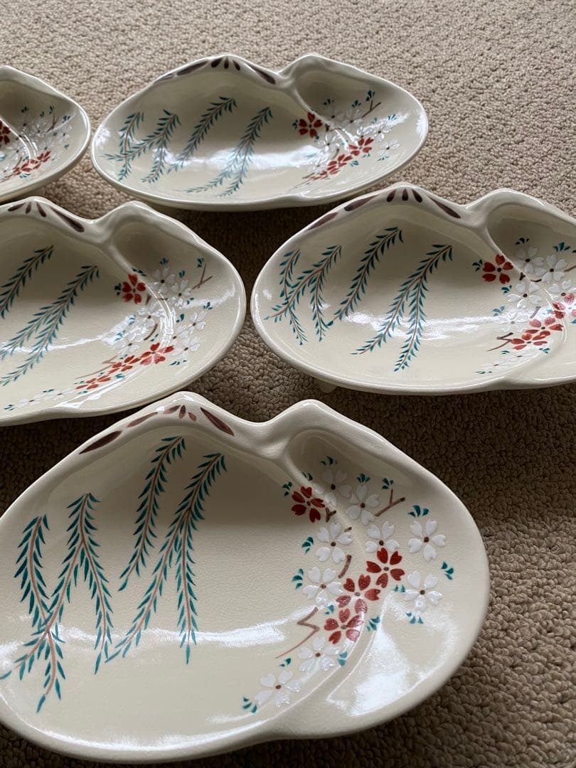 京焼　向付仁清重ね蛤 柳と桜2客　新品未使