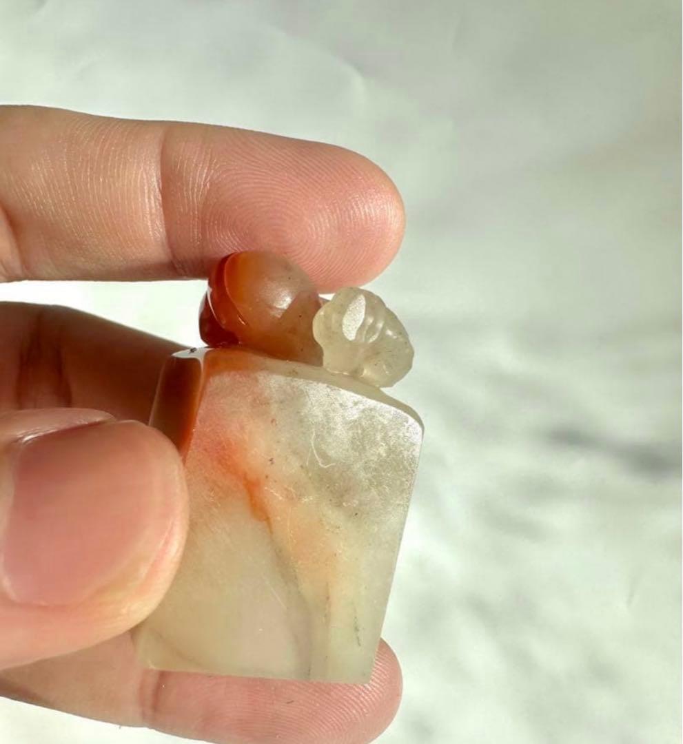 【桃】 もも　美品　高級印材　篆刻　印石　ラオス　印石　水凍