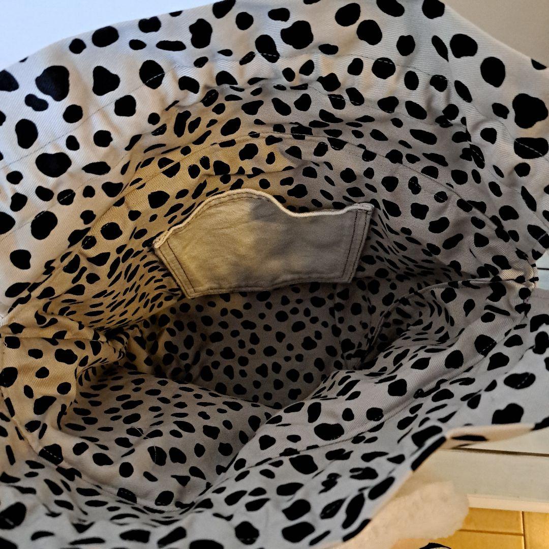 オーダー商品　デニムリメイクバッグ　巾着　オーバーオール　アイボリー　LL