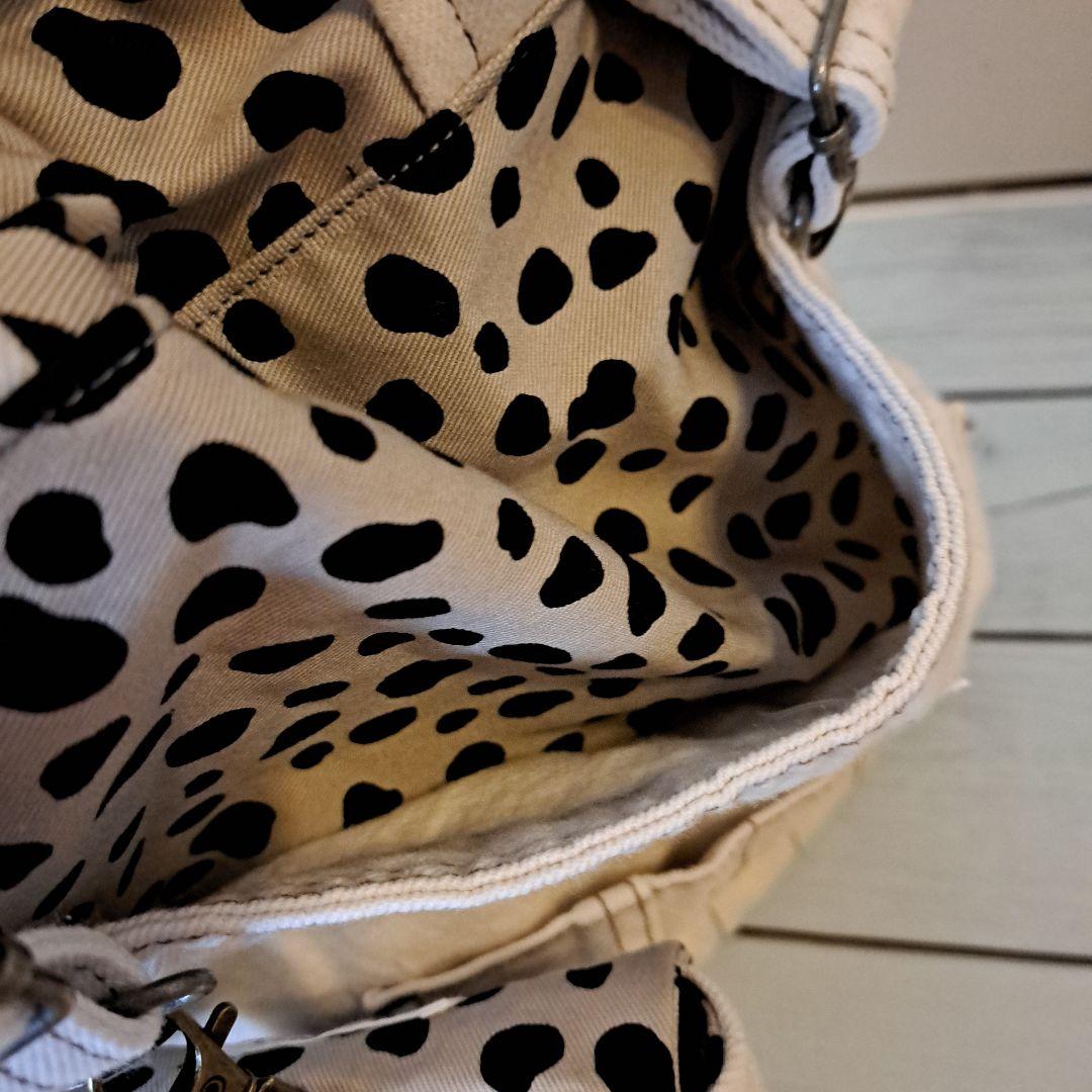 オーダー商品　デニムリメイクバッグ　巾着　オーバーオール　アイボリー　LL