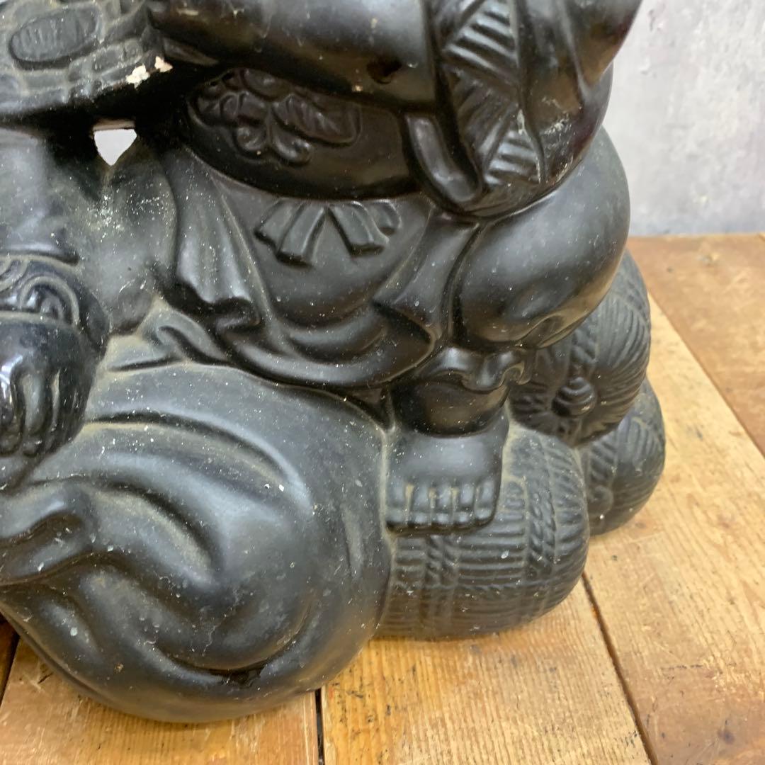 E-4 【極美品】恵比寿大黒 置物 縁起物 二柱セット 七福神 時代物 骨董 開