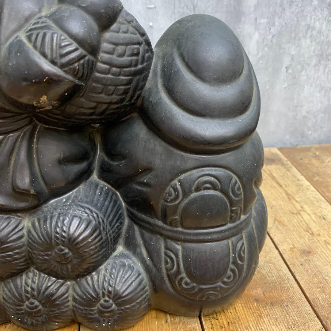 E-4 【極美品】恵比寿大黒 置物 縁起物 二柱セット 七福神 時代物 骨董 開