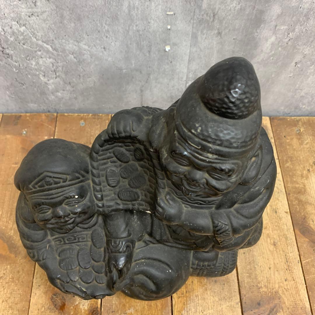 E-4 【極美品】恵比寿大黒 置物 縁起物 二柱セット 七福神 時代物 骨董 開