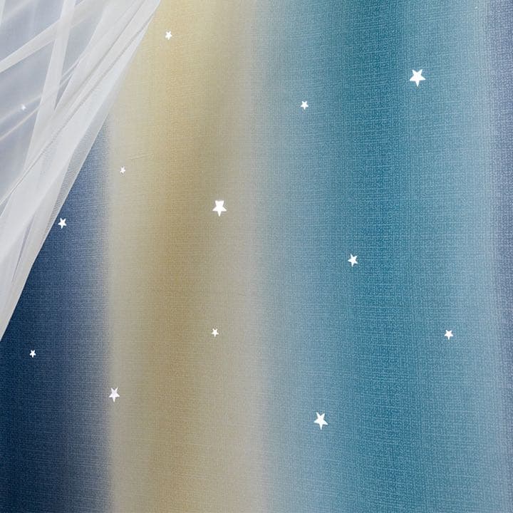 新品 カーテン 透かし彫り星柄  遮光 遮熱  両開き　2枚セット