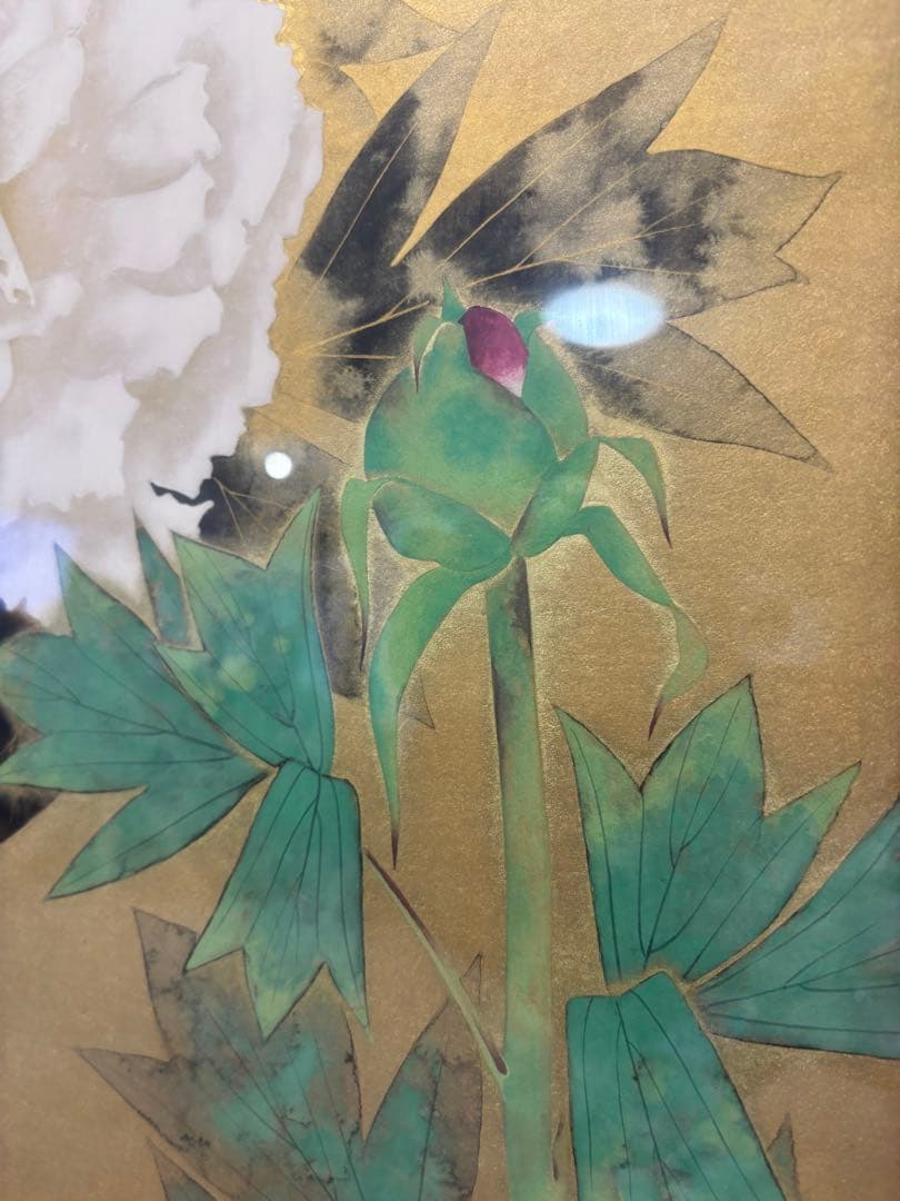 井上清治画伯 富貴花 牡丹 日本画 F10 院展作家　東京芸術大学