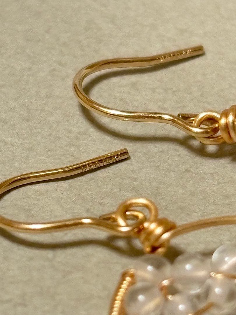 K14GF ジャスパー 水晶　ブラブラピアス