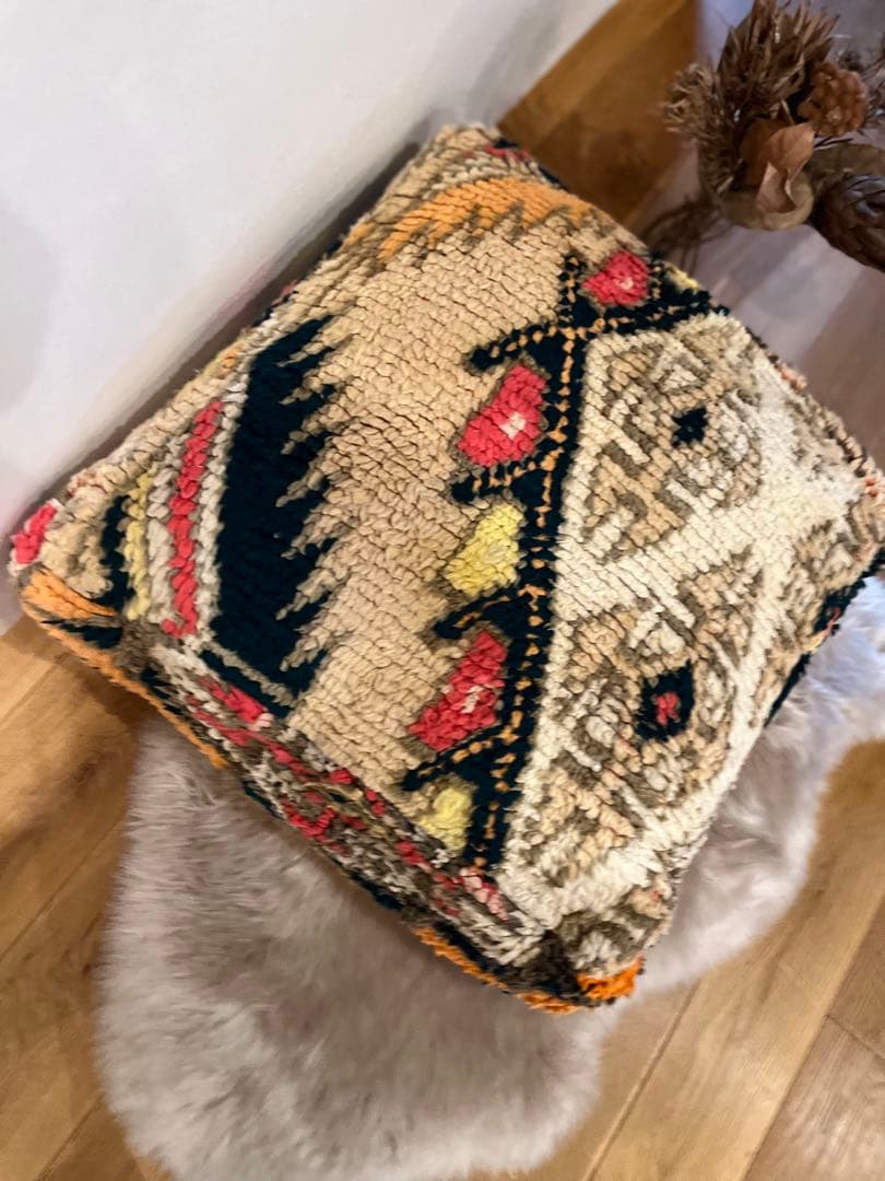 vintage floor cushion　グリーンベージュ