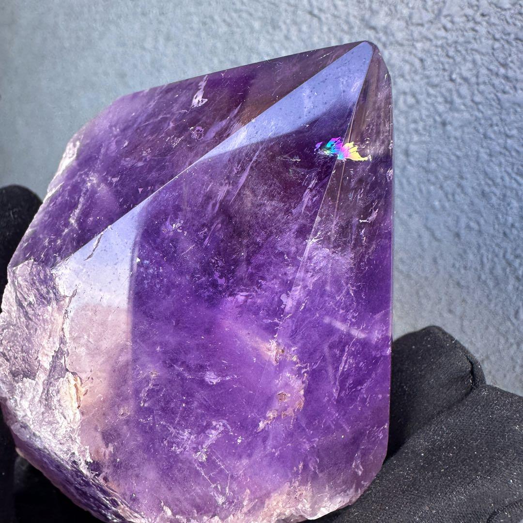 絶品☆極上の逸品❗️レインボー☆ボリビア産アメジストポイント パワー原石A1615