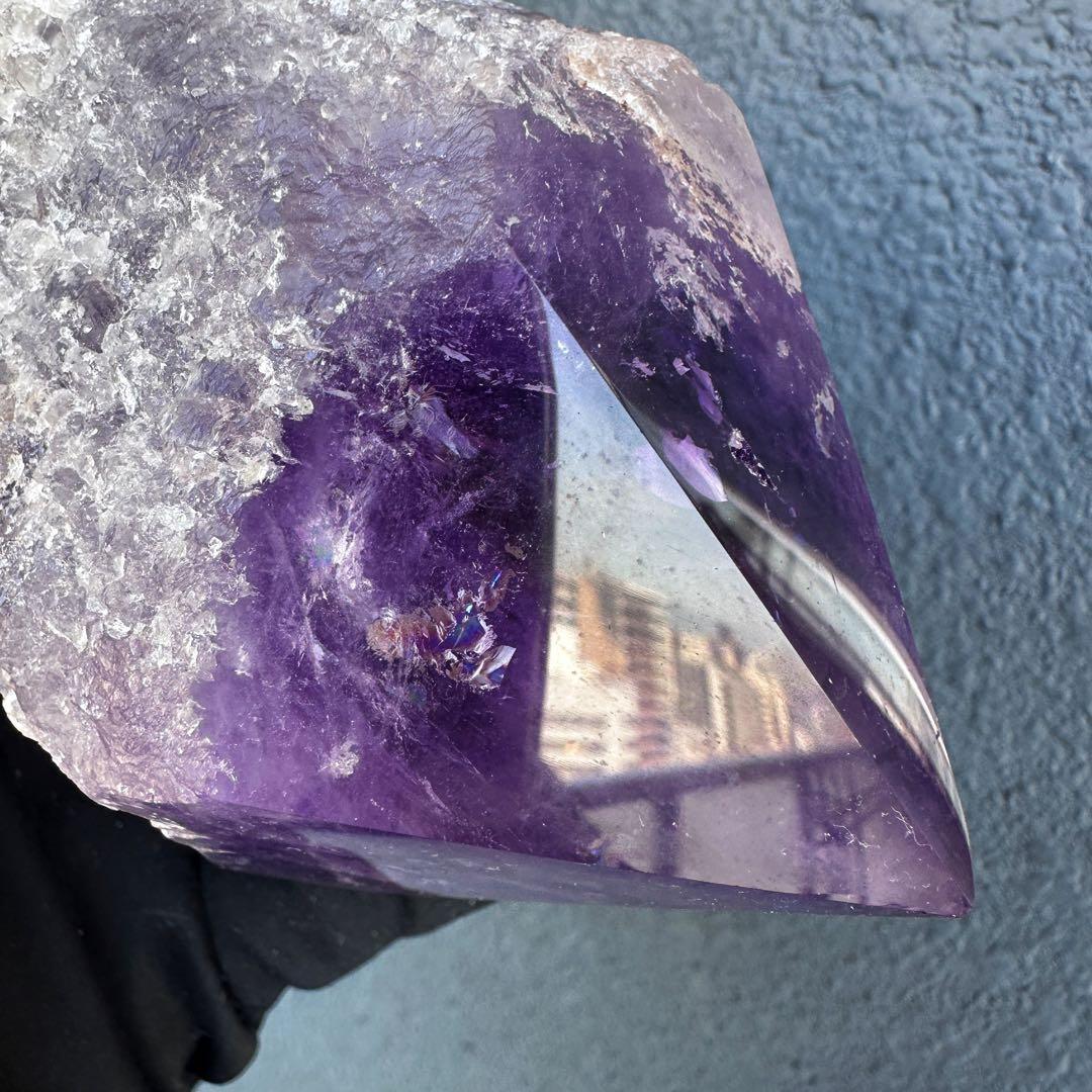 絶品☆極上の逸品❗️レインボー☆ボリビア産アメジストポイント パワー原石A1615
