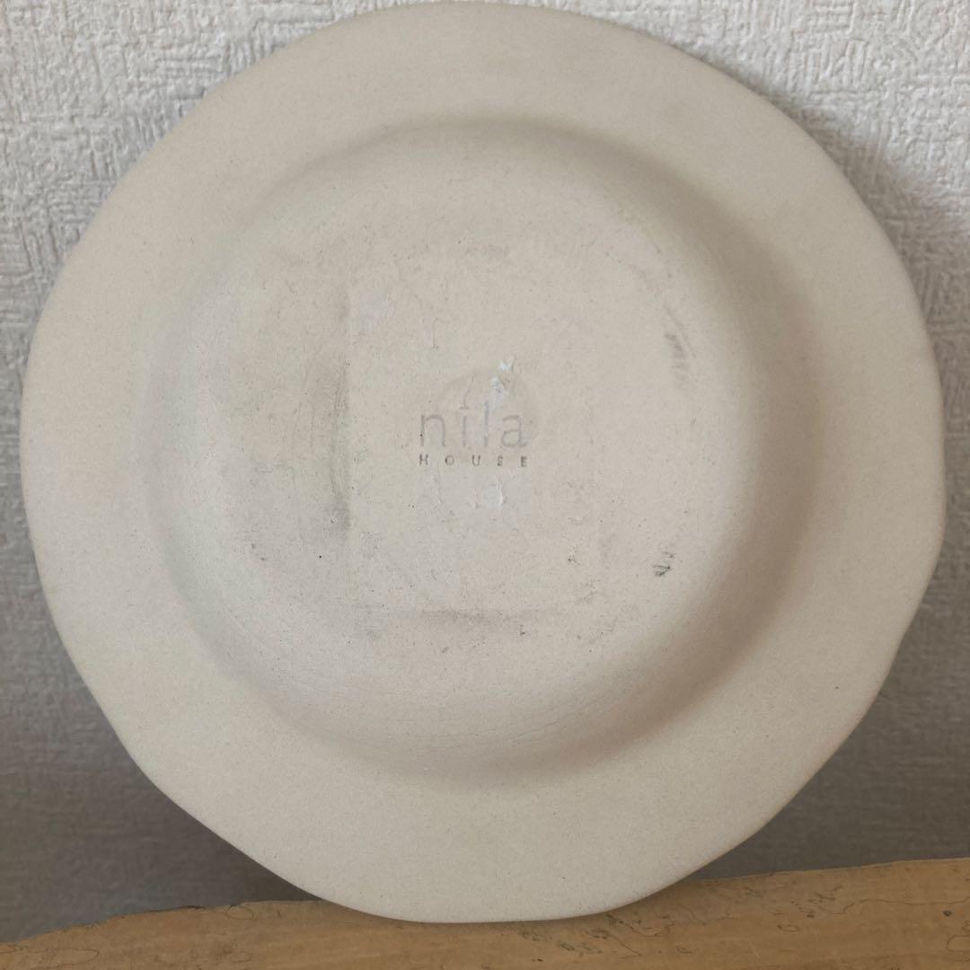 インド nila house 染付リム皿 ドット 白磁 アスティエ