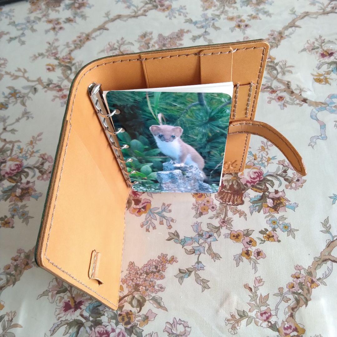 システム手帳　ルガトショルダー　緑 B7ミニ6穴用　フラットタイプ