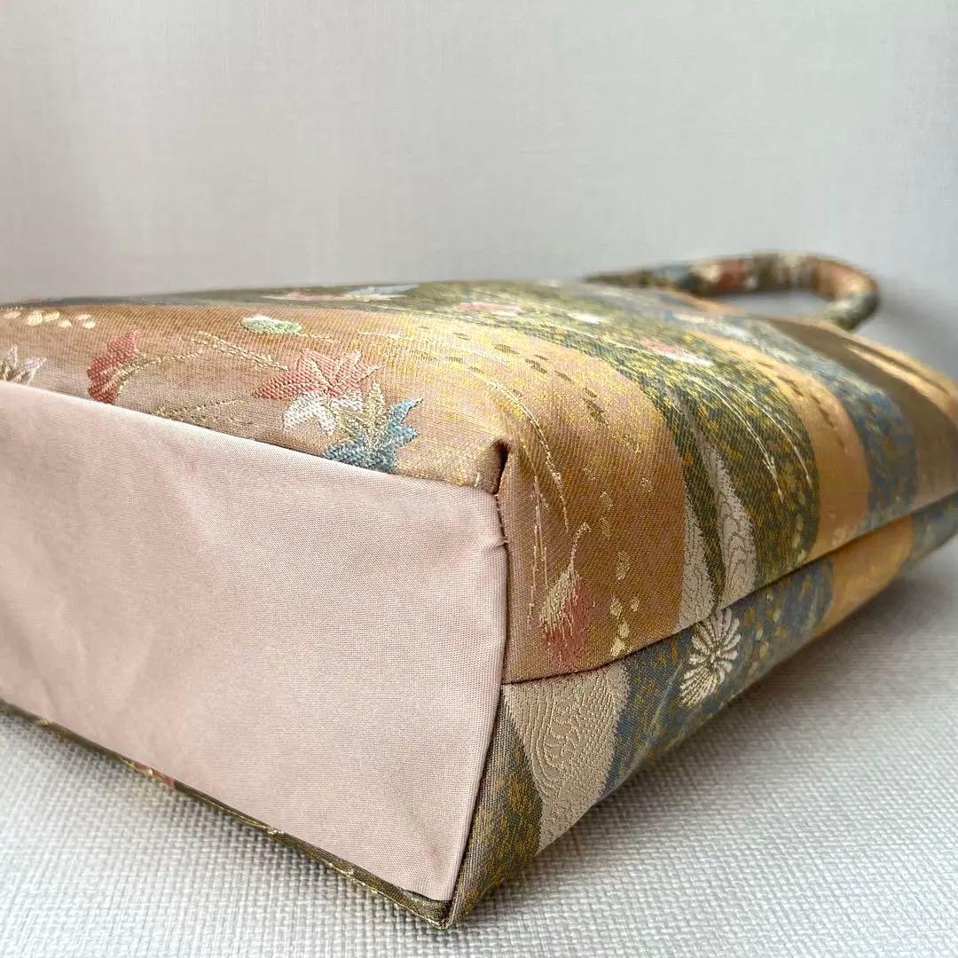 西陣織 服部織物 帯リメイクバッグ 一点物 金銀糸 フォーマルバッグ 母の日