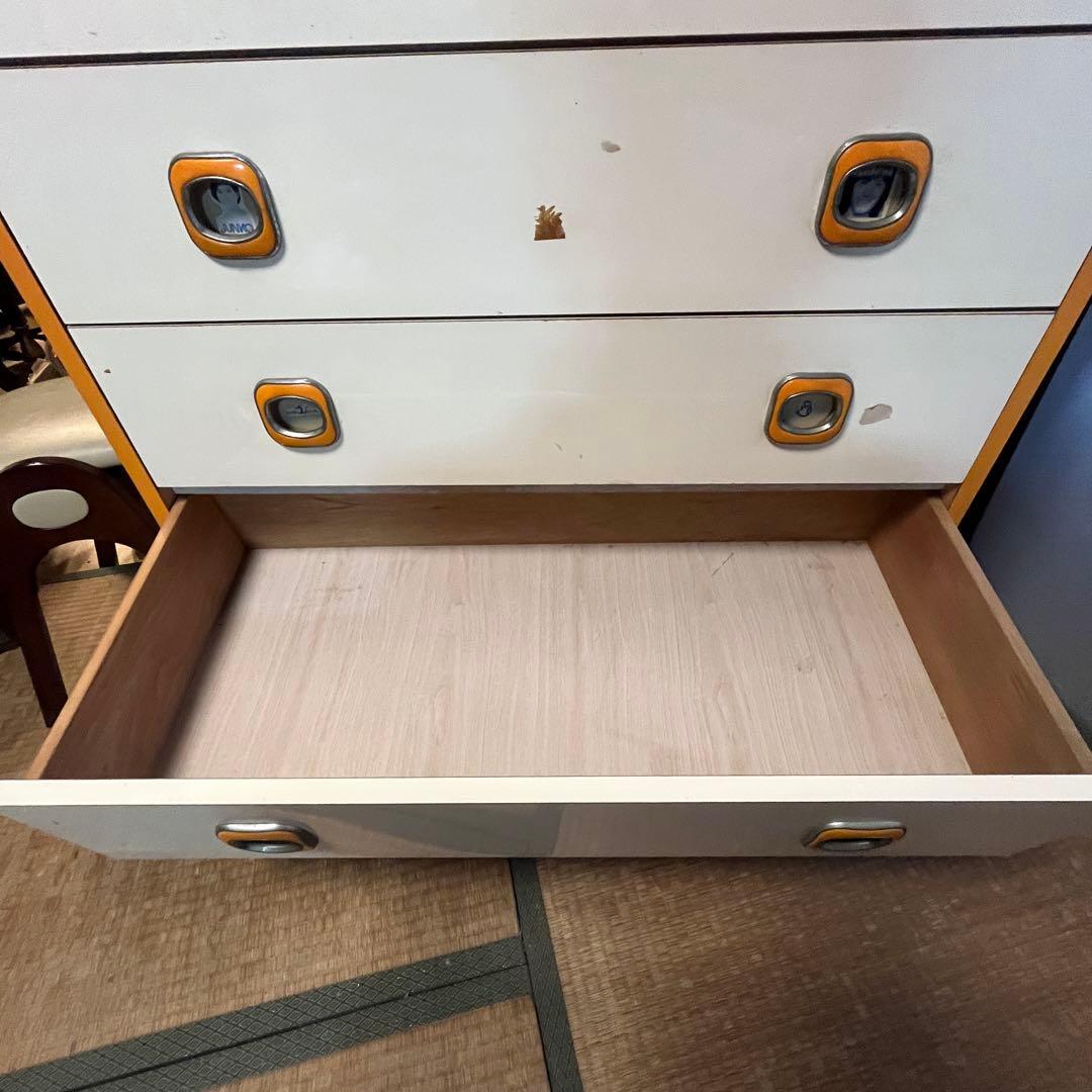 昭和レトロ 7段チェスト ポップカラー オレンジ 引き出し収納 ヴィンテージ