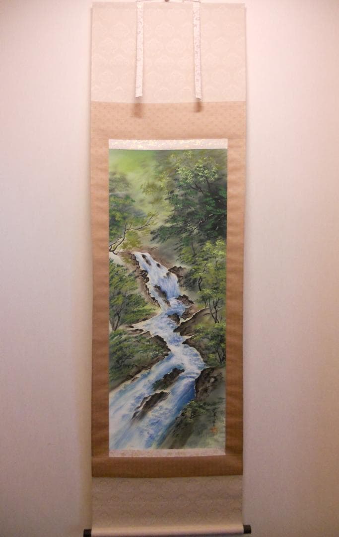 掛け軸 古川翠峯 奥入瀬 絹本 希少 軸装 茶道具 掛軸 美品 です。