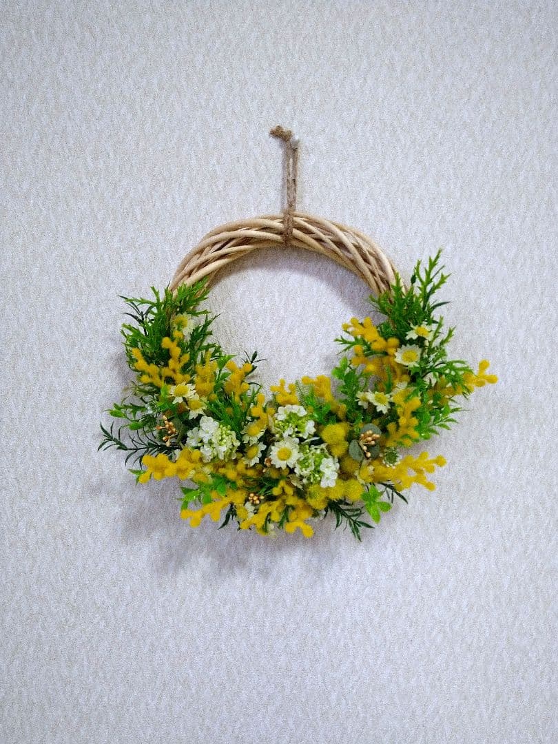 春リース❀ミモザ　アーティフィシャルフラワー