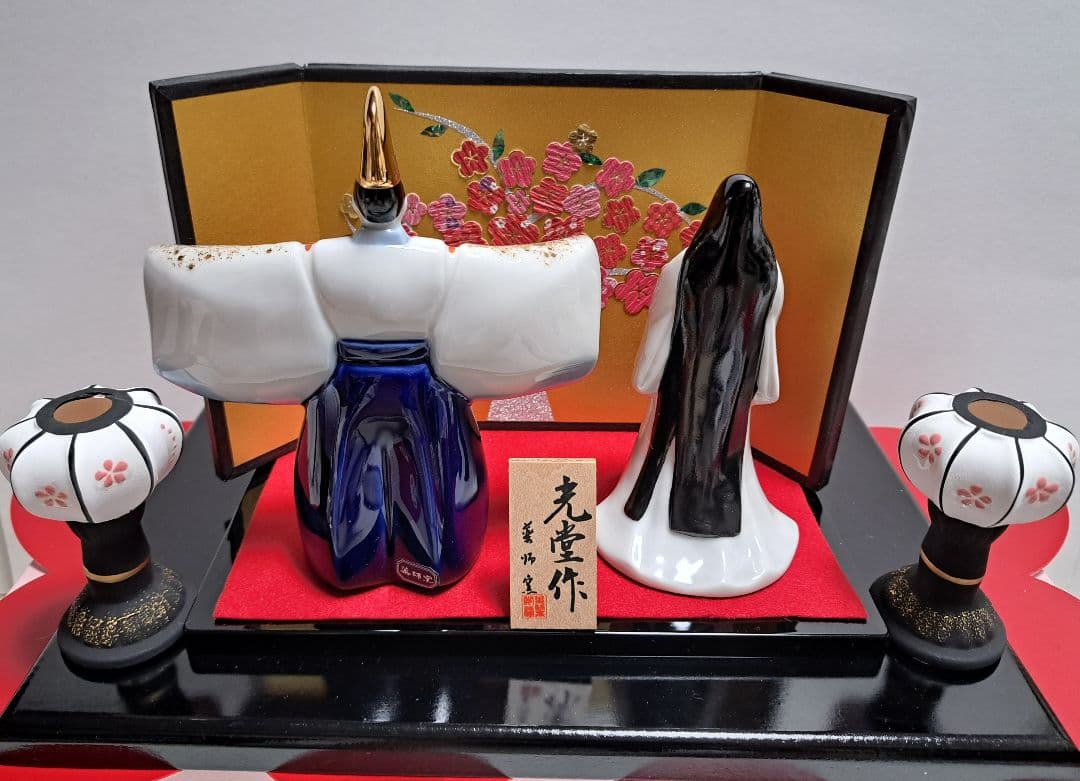 ③ひな人形 親王飾り 立ち雛 青