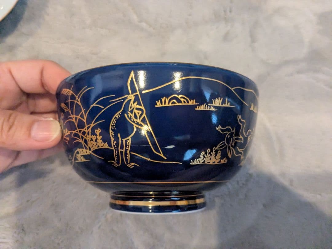 白磁 鳥獣戯画 動物 食器 4点セット