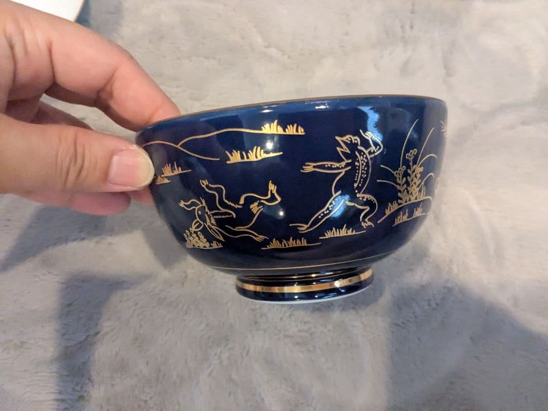 白磁 鳥獣戯画 動物 食器 4点セット