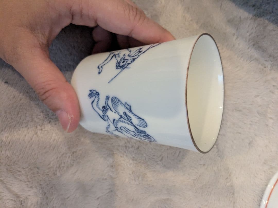 白磁 鳥獣戯画 動物 食器 4点セット