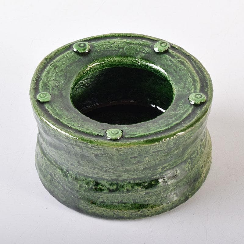 茶道具　中村道年作　青楽累座灰皿　共布共箱　V　7152