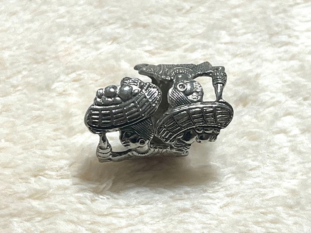 ヴィンテージ エスニック シルバー調リング 民族衣装モチーフ 約13号 個性派