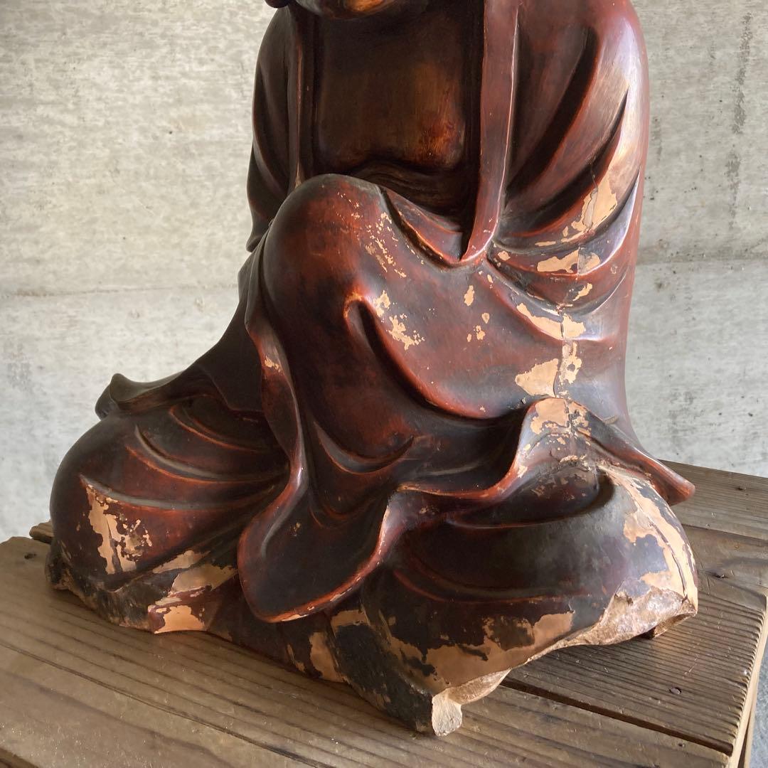 古い達磨大師像 置物 オブジェ 大型 和風 陶器 古美術 骨董品 レトロ