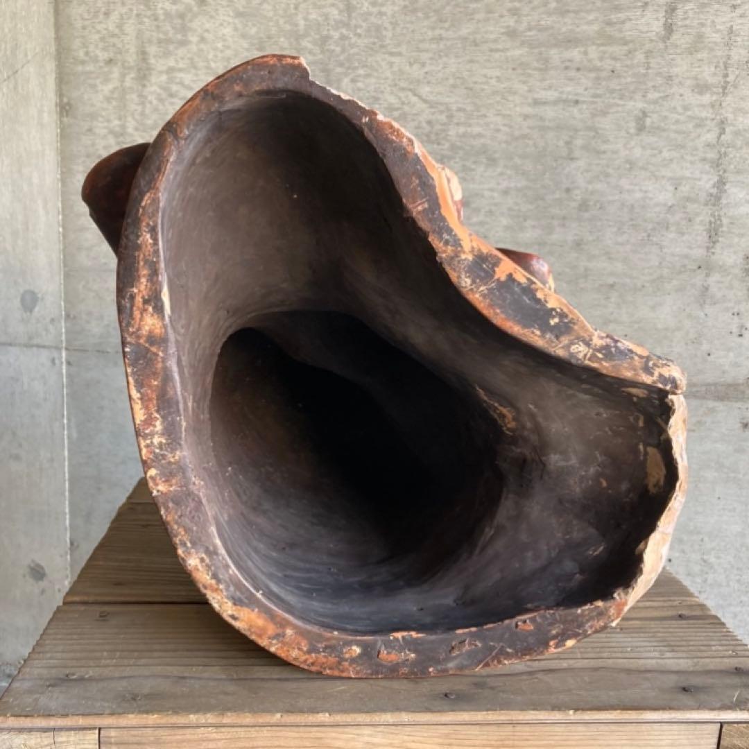 古い達磨大師像 置物 オブジェ 大型 和風 陶器 古美術 骨董品 レトロ