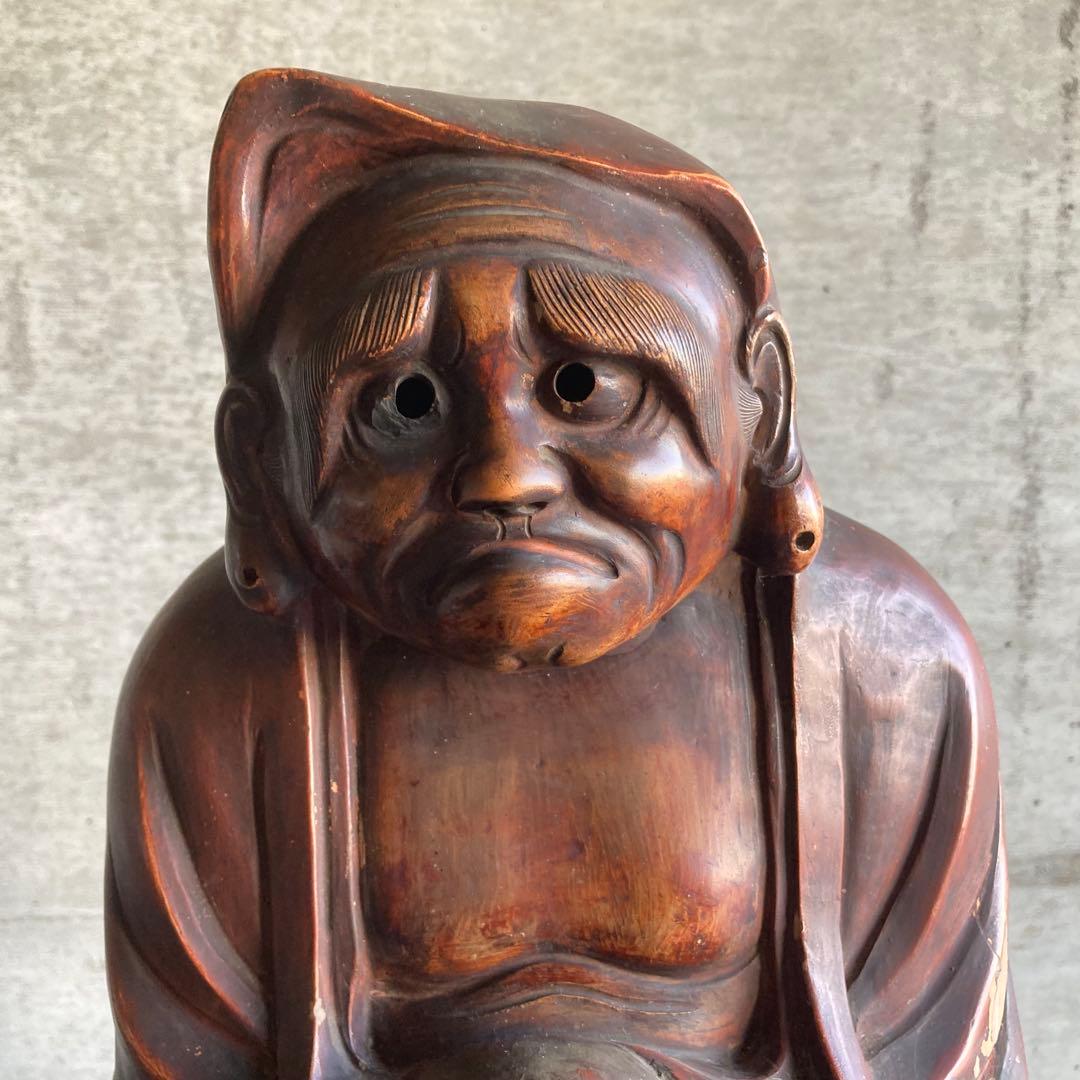 古い達磨大師像 置物 オブジェ 大型 和風 陶器 古美術 骨董品 レトロ