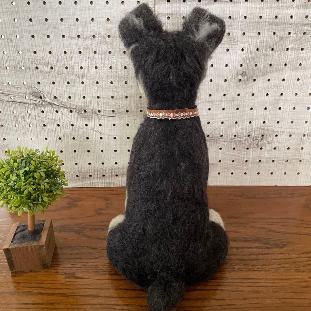 羊毛フェルト　ミニチュアシュナウザー　ブラック&シルバー　２点