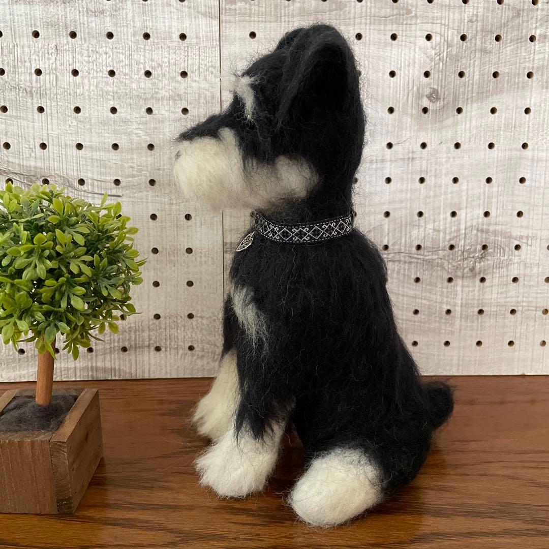 羊毛フェルト　ミニチュアシュナウザー　ブラック&シルバー　２点