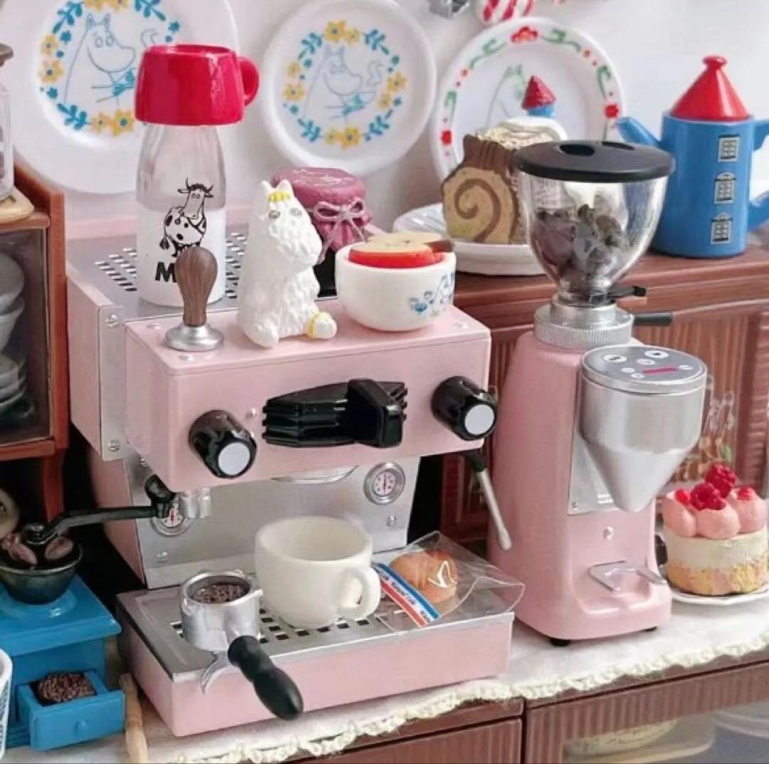 ミニチュア　コーヒーマシン　エスプレッソマシン　サクラピンク　ドールハウス