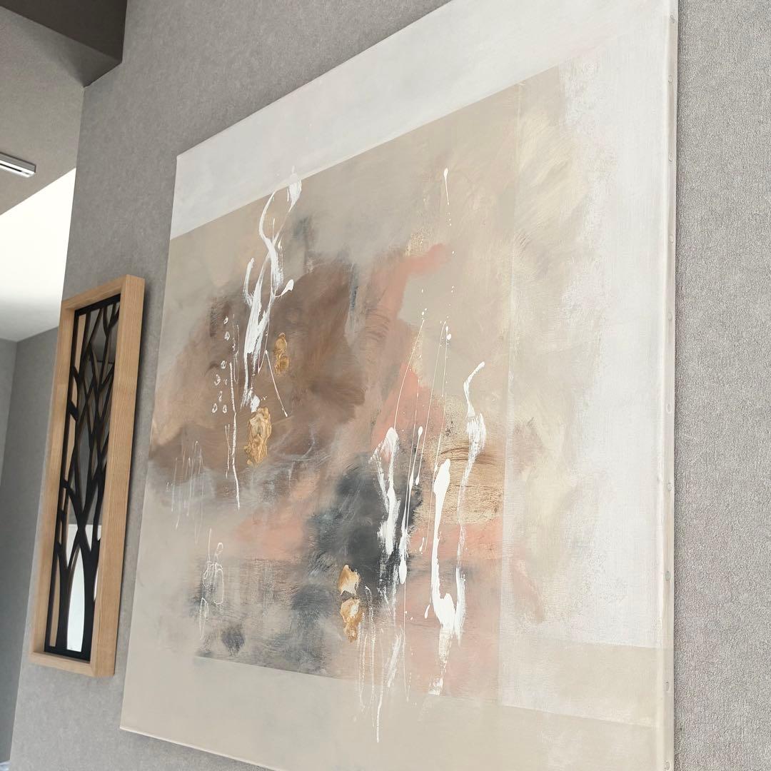 現代アート　80×80㎝　抽象画　テクスチャーアート　モダン　インテリア　絵画