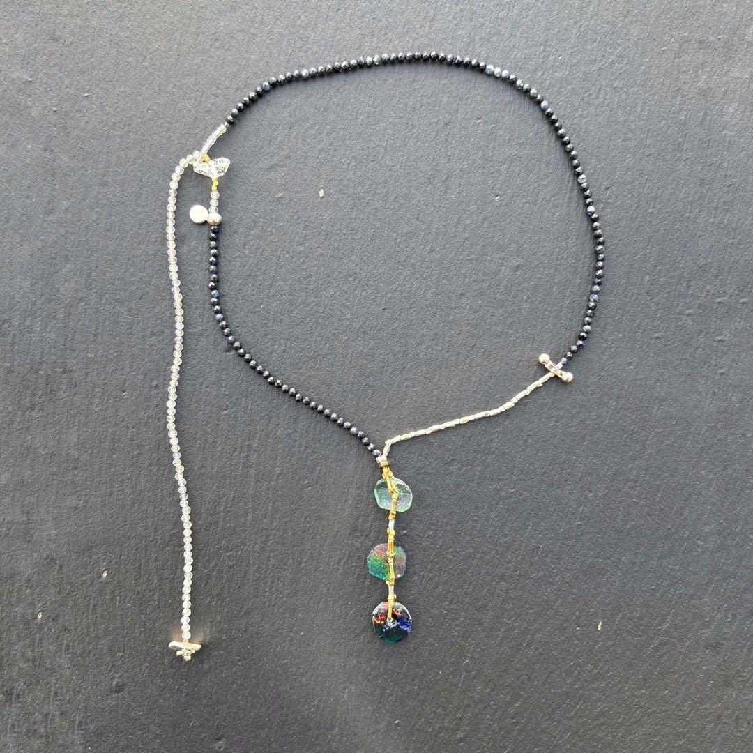 サファイア　ローマングラス　カレンシルバーネックレス