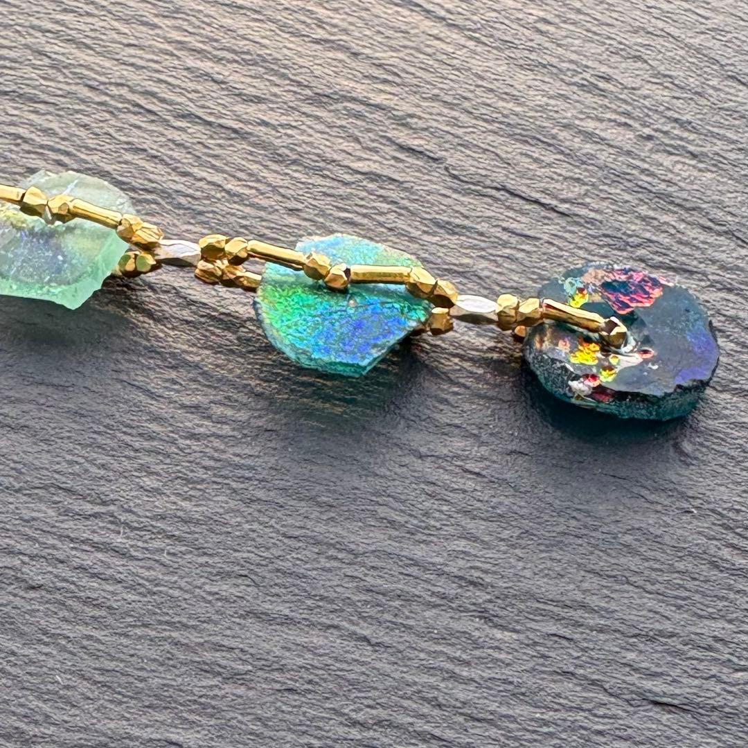 サファイア　ローマングラス　カレンシルバーネックレス