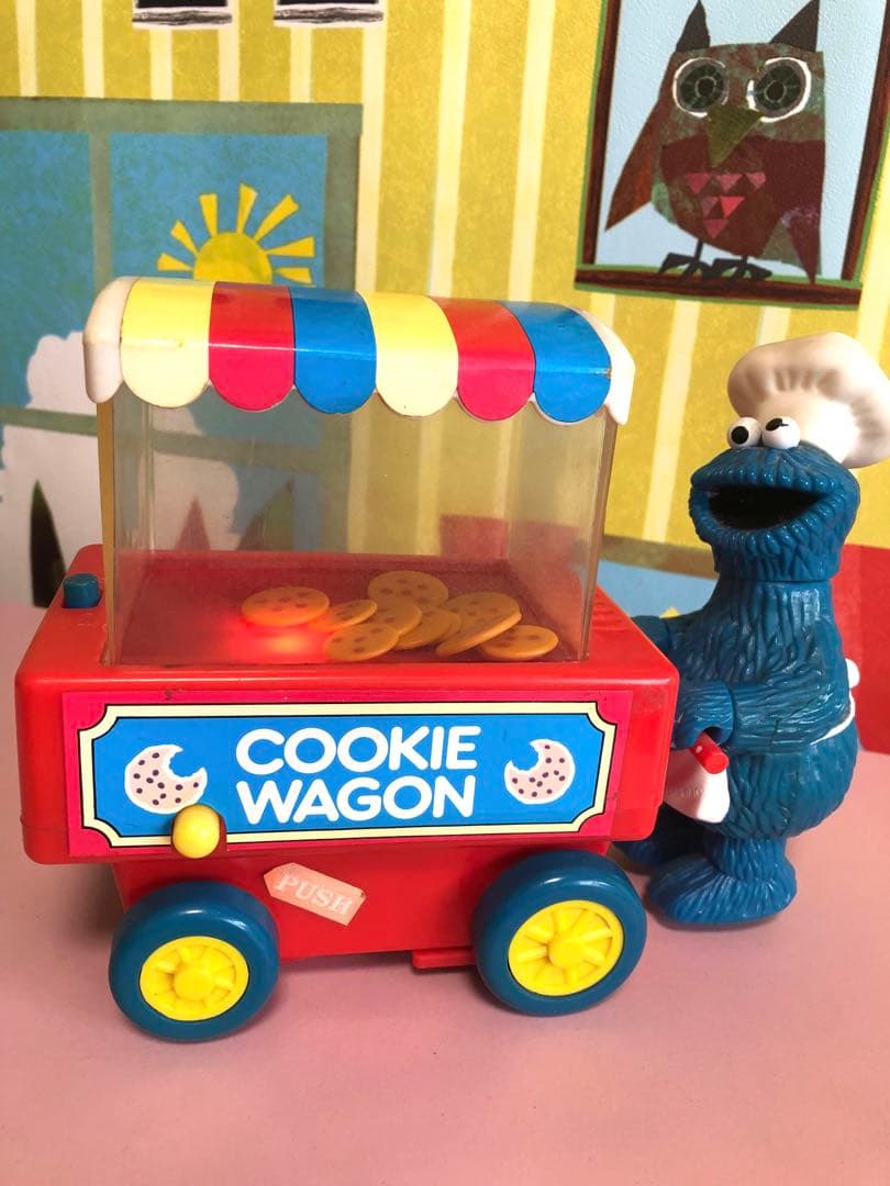 セサミストリート　クッキーモンスターのクッキーワゴン　ヴィンテージ