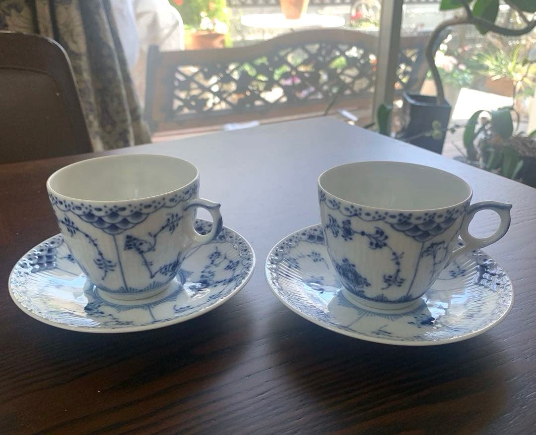 美品✨ロイヤルコペンハーゲン ハーフレースコーヒーカップ＆ソーサー2客