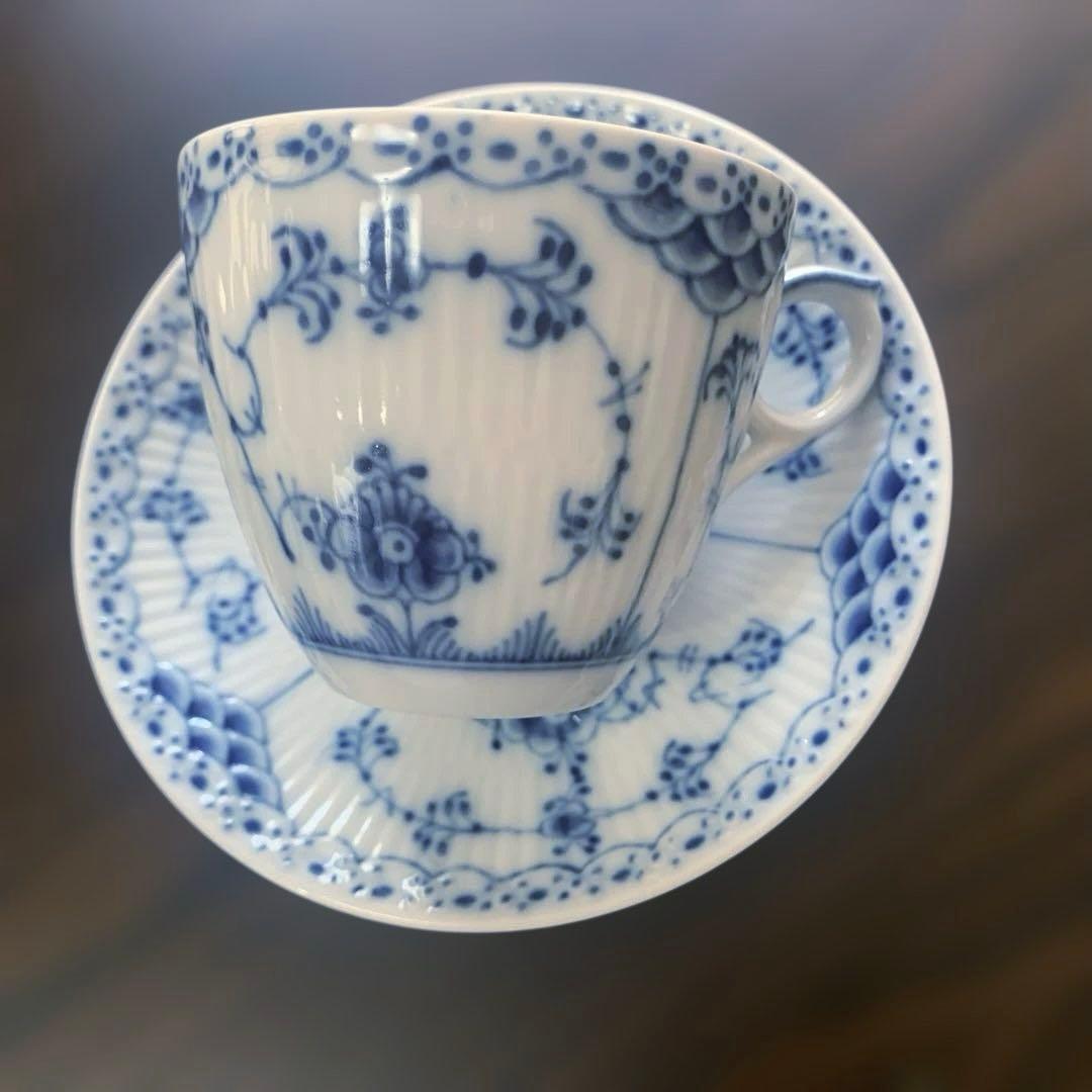 美品✨ロイヤルコペンハーゲン ハーフレースコーヒーカップ＆ソーサー2客