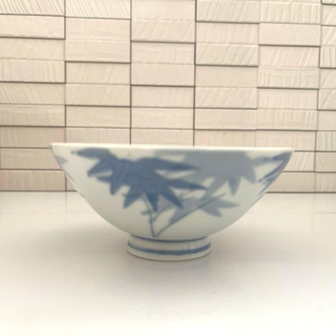 深川製磁 お碗揃 染付笹 飯碗 茶碗 レア