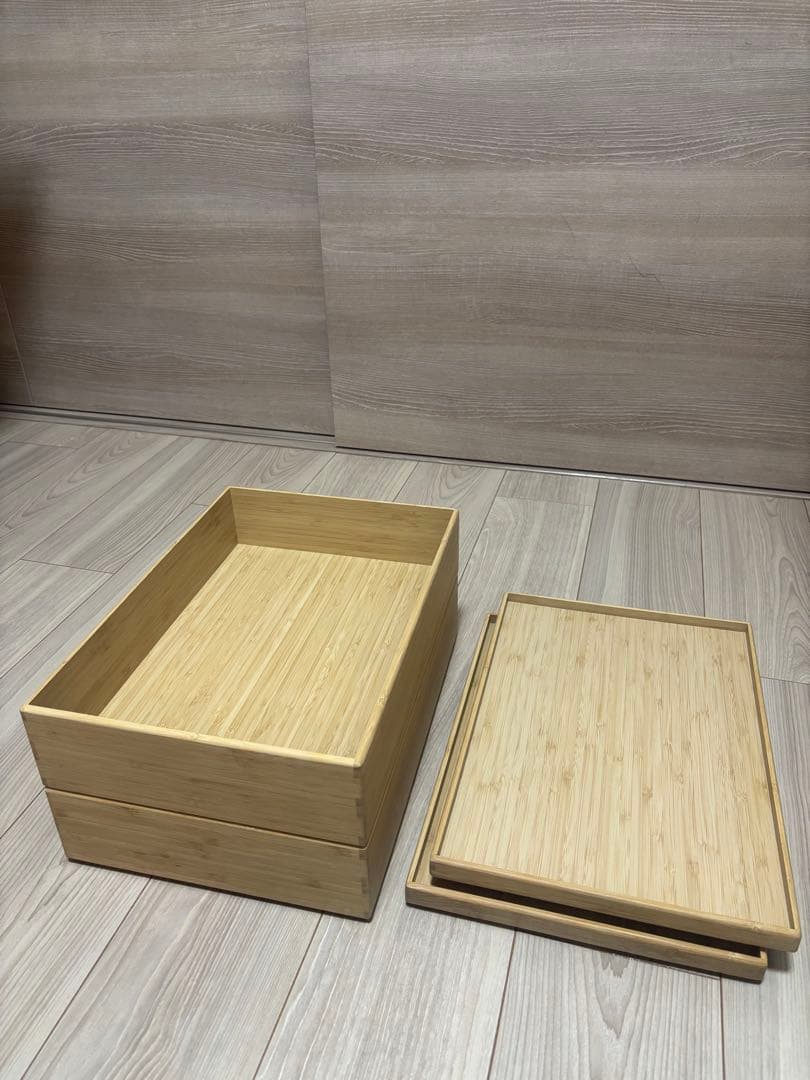 【無印】重なる竹材長方形ボックスシリーズ 8点セット