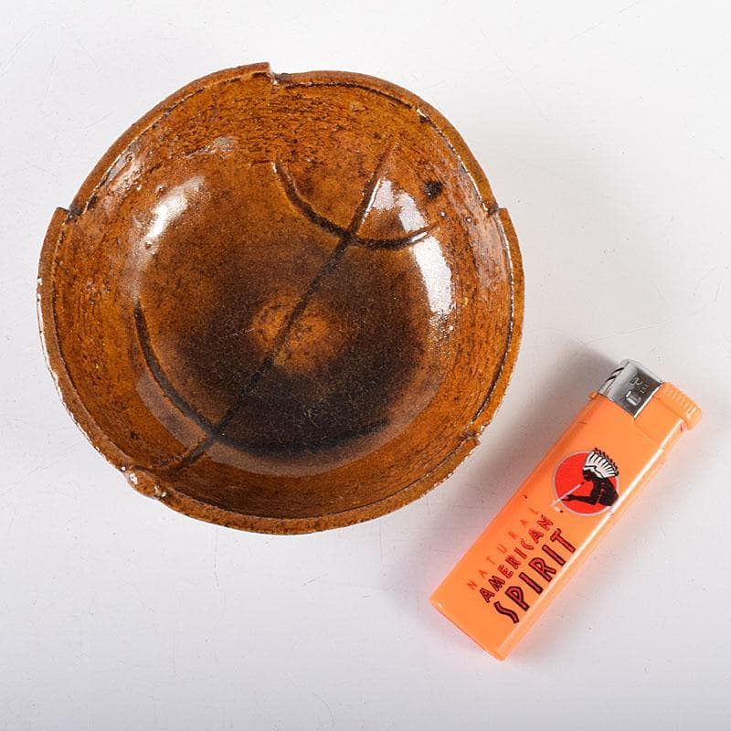 和食器　大樋焼　大樋長楽造　飴釉　柏葉　向皿　5客　共箱　M　R8141